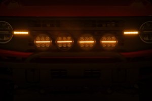 Ford Bronco Front Light Bar Mount - OE Modular Steel Bumper - 6.5 Inch Round LED (Quad) Ford Bronco Front Light Bar Mount - OE Modular Steel Bumper - 6.5 Inch Round LED (Quad)