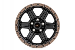 Rough Country 79 Series Wheel - One-Piece - Semi Gloss Black w/ Bronze Ring | 18x9 | 6x135 | -12mm