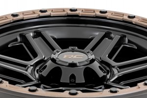 Rough Country 79 Series Wheel - One-Piece - Semi Gloss Black w/ Bronze Ring | 18x9 | 6x135 | -12mm