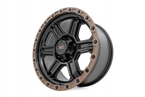 Rough Country 79 Series Wheel - One-Piece - Semi Gloss Black w/ Bronze Ring | 18x9 | 6x5.5 | -12mm Rough Country 79 Series Wheel - One-Piece - Semi Gloss Black w/ Bronze Ring | 18x9 | 6x5.5 | -12mm