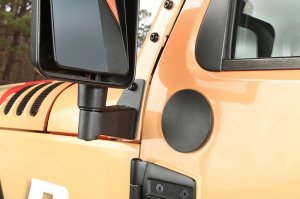 Jeep Wrangler JK Mirror Relocation Bracket Kit - Rugged Ridge - RR-EX, Adjustable - Textured Black - `07-`18