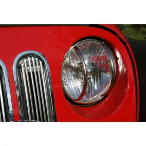 Jeep Wrangler JK Headlight Euro Guard Kit - Rugged Ridge - Stainless Steel - `07-`18