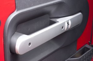 Jeep Wrangler JK Door Handle Trim - Front - Rugged Ridge - Brushed - Silver - `07-`10