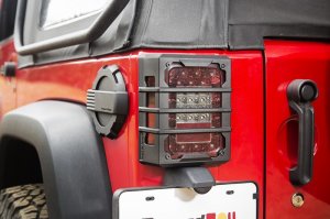 Jeep Wrangler JK Tail Light Guards - Rear - Rugged Ridge - Elite - Black - `07-`18