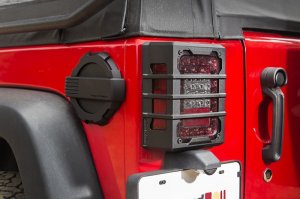 Jeep Wrangler JK Tail Light Guards - Rear - Rugged Ridge - Elite - Black - `07-`18