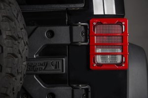 Jeep Wrangler JK Tail Light Guards - Rear - Rugged Ridge - Elite - Red - `07-`18