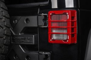 Jeep Wrangler JK Tail Light Guards - Rear - Rugged Ridge - Elite - Red - `07-`18