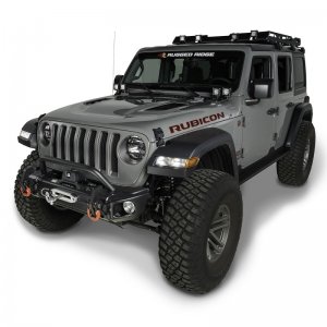 Jeep Wrangler JL Bumper Tube Overrider - Front - Rugged Ridge - Black - `18-`22