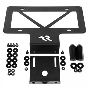 Jeep Wrangler JL Tag Relocation Bracket - Rear - Rugged Ridge - Adjustable - Satin Black - `18-`22