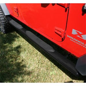 Jeep Wrangler JK Side Steps - Rugged Ridge - Oval - Black - `07-`18