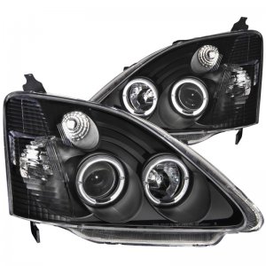 Honda Civic Projector Headlights - ANZO - w/ Halo, Clear Lens - Black - `02-`04