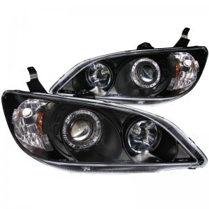 Honda Civic Projector Headlights - ANZO - w/ Halo, Clear Lens - Black - `04-`05