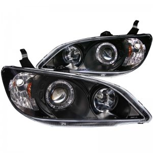 Honda Civic Projector Headlights - ANZO - w/ Halo, Clear Lens - Black - `04-`05