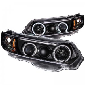 Honda Civic Projector Headlights - ANZO - W/ Halo, Clear Lens, CCFL - Black - `06-`11