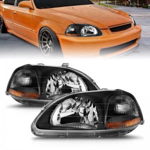 Honda Civic Crystal Headlights - ANZO - Clear Lens, Black Housing - Black - `96-`98