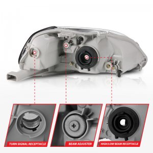 Honda Civic Crystal Headlights - ANZO - Clear Lens, Black Housing - Black - `96-`98