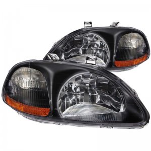 Honda Civic Crystal Headlights - ANZO - Clear Lens, Black Housing - Black - `96-`98