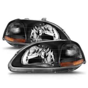 Honda Civic Crystal Headlights - ANZO - Clear Lens, Black Housing - Black - `96-`98