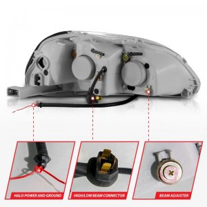 Honda Civic Projector Headlights - ANZO - w/ Halo - Black - `96-`98