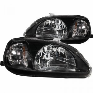 Honda Civic Crystal Headlights - ANZO - Clear Lens - Black - `99-`00