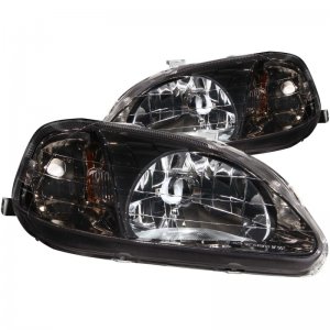 Honda Civic Crystal Headlights - ANZO - Crystal - Gun-Metal Gray - `99-`00