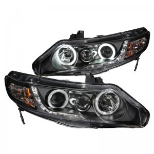 Honda Civic Projector Headlights - ANZO - w/ Halo (CCFL) - Black - `06-`11