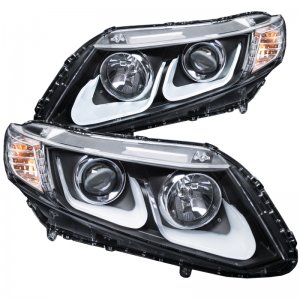 Honda Civic Projector Headlights - ANZO - w/ U-Bar - Black - `12-`15