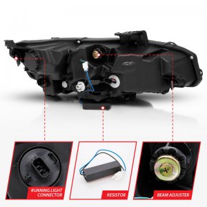 Honda Civic Projector Headlights - ANZO - Plank Style w/Sequential Turn Signal - Black w/Amber - `16-`17