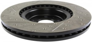 Porsche Macan Brake Rotor (1) - Front Left - Stoptech - Sport Drilled/Slotted - Black - `15-`20