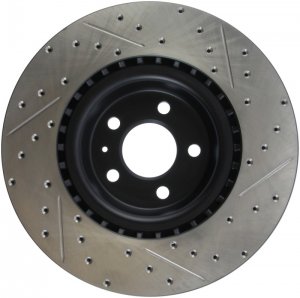 Porsche Macan Brake Rotor (1) - Front Right - Stoptech - Slotted/Drilled - Black - `15-`20
