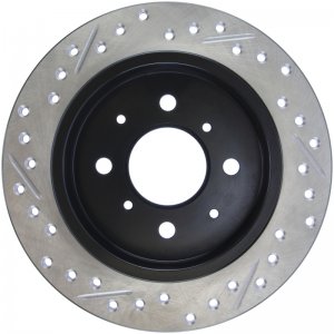 Honda Civic Brake Rotor (1) - Rear Left - Stoptech - Slotted & Drilled - Black - `92-`00