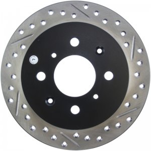 Honda Civic Brake Rotor (1) - Rear Left - Stoptech - Slotted & Drilled - Black - `92-`00