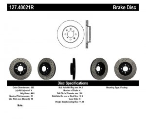 Honda Civic Brake Rotor (1) - Front Right - Stoptech - Sport Drilled & Slotted - Black - `01-`05