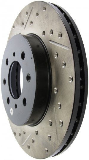 Honda Civic Brake Rotor (1) - Front Right - Stoptech - Sport Drilled & Slotted - Black - `01-`05