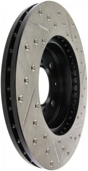 Honda Civic Brake Rotor (1) - Front Right - Stoptech - Sport Drilled & Slotted - Black - `01-`05