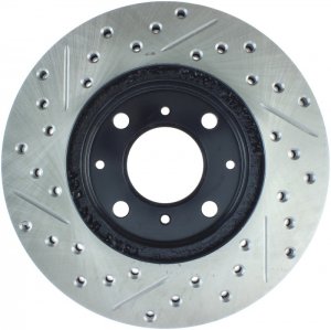 Honda Civic Brake Rotor (1) - Front Left - Stoptech - Slotted & Drilled - Black - `90-`00