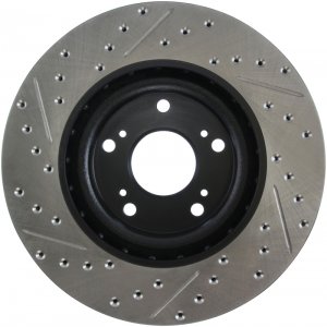 Honda Civic Brake Rotor (1) - Front Left - Stoptech - Slotted & Drilled - Black - `06-`09