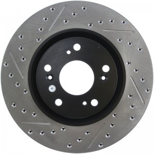 Honda Civic Brake Rotor (1) - Front Right - Stoptech - Slotted & Drilled - Black - `06-`09