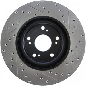 Honda Civic Brake Rotor (1) - Front Right - Stoptech - Slotted & Drilled - Black - `06-`09