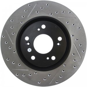 Honda Civic Brake Rotor (1) - Front Right - Stoptech - Slotted & Drilled - Black - `06-`09
