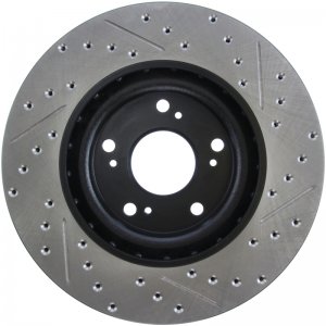 Honda Civic Brake Rotor (1) - Front Right - Stoptech - Slotted & Drilled - Black - `06-`09