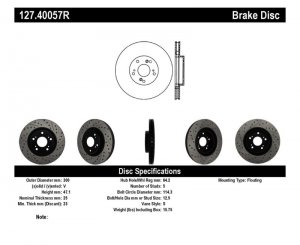Honda Civic Brake Rotor (1) - Front Right - Stoptech - Slotted & Drilled - Black - `06-`09