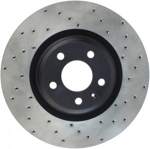 Porsche Macan Brake Rotor (1) - Front Left - Stoptech - Drilled/Slotted Rotor - Black - `15-`20