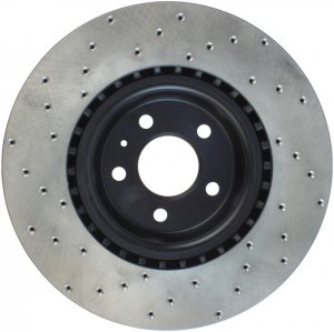 Porsche Macan Brake Rotor (1) - Front Left - Stoptech - Drilled/Slotted Rotor - Black - `15-`20