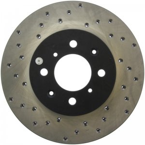 Honda Civic Brake Rotor (1) - Front Right - Stoptech - Cross Drilled - Black - `90-`05
