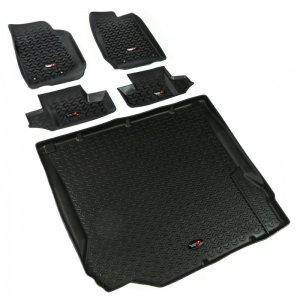 Jeep Wrangler JK Floor Liner Set - Front + Rear + Cargo - Rugged Ridge - All Terrain - Black - `07-`10