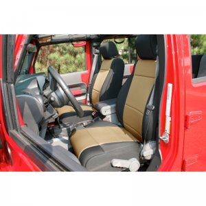 Jeep Wrangler JK Seat Cover Kit - Front - Rugged Ridge - Neoprene - Black/Tan - `11-`18
