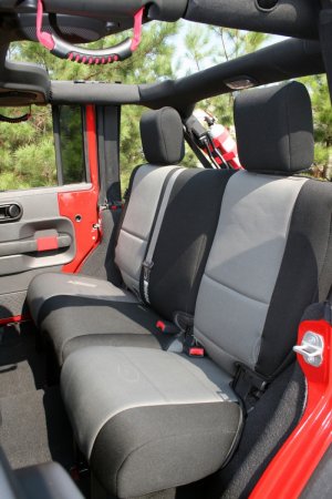 Jeep Wrangler JK Seat Cover Kit - Front/Rear - Rugged Ridge - Black/Gray - `07-`10