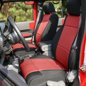 Jeep Wrangler JK Seat Cover Kit - Front/Rear - Rugged Ridge - Black/Red - `07-`10