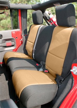 Jeep Wrangler JK Seat Cover Kit - Front/Rear - Rugged Ridge - Black/Tan - `11-`18
